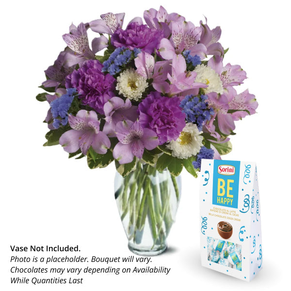 Bouquet with Be Happy chocolates