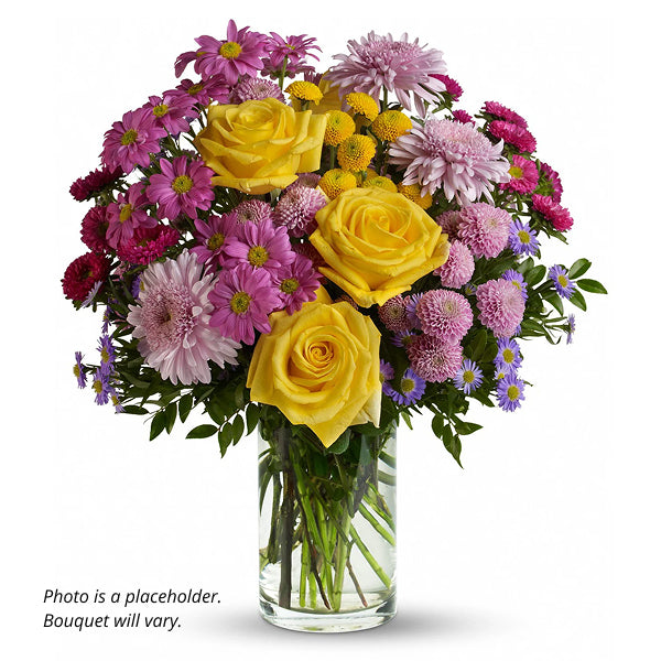 Colorful flower bouquet in vase