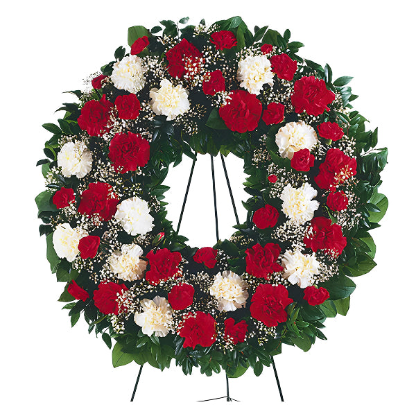 red and white wreath
