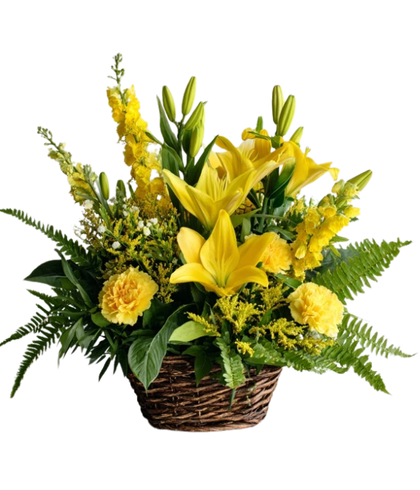 Yellow flower basket, sunrisegoodbyes