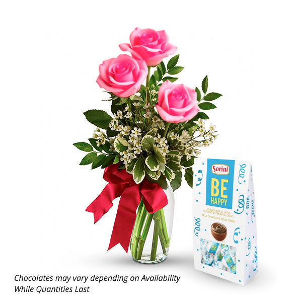 Mother's Day 3 Roses With a Box of Chocolate