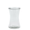 Clear glass vase on white background